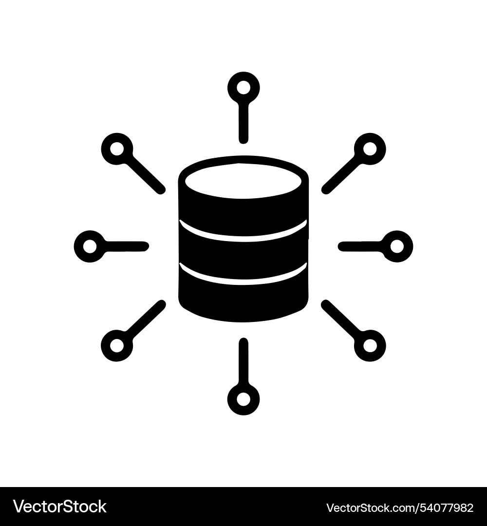 Database hub with data points icon Database hub with data points icon Vector Image