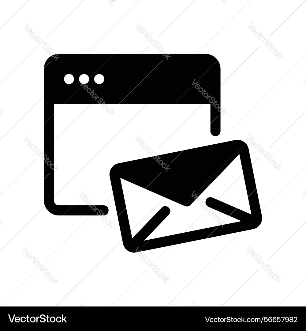 Web browser window displaying an email envelope Web browser window displaying an email envelope vector image