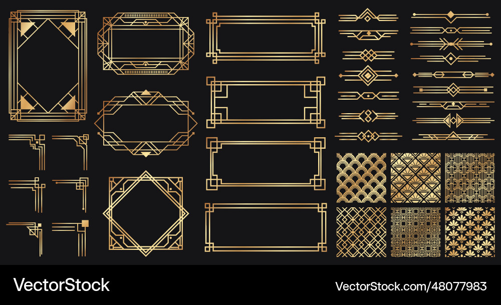 Art Deco Golden Border Set vector image