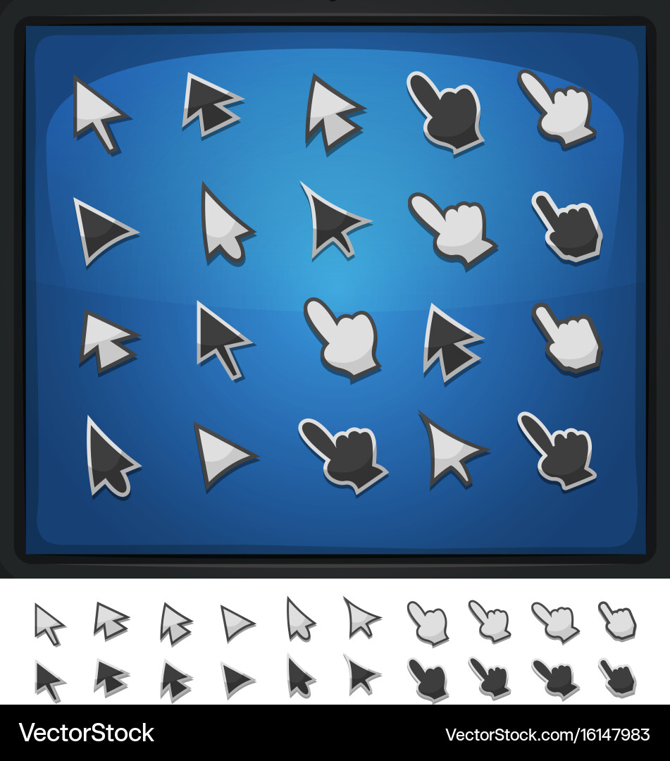 Cartoon Computer Cursors & Pointers vector image