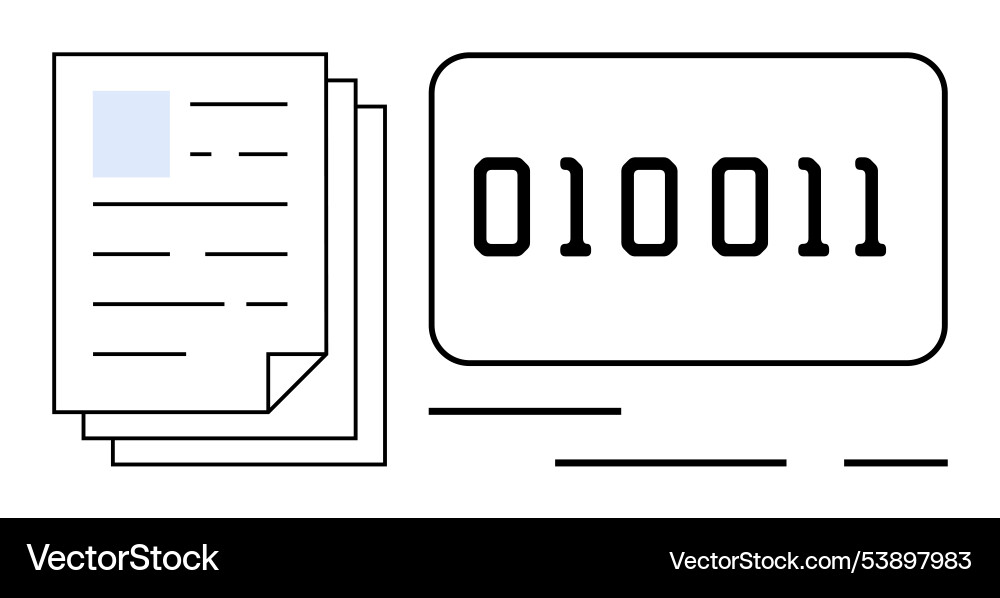 Digital data conversion with binary code Digital data conversion with binary code vector image