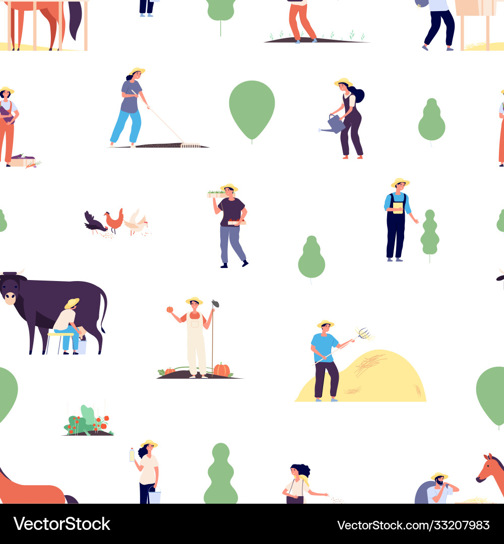 Farmers pattern gardener team agriculture vector image