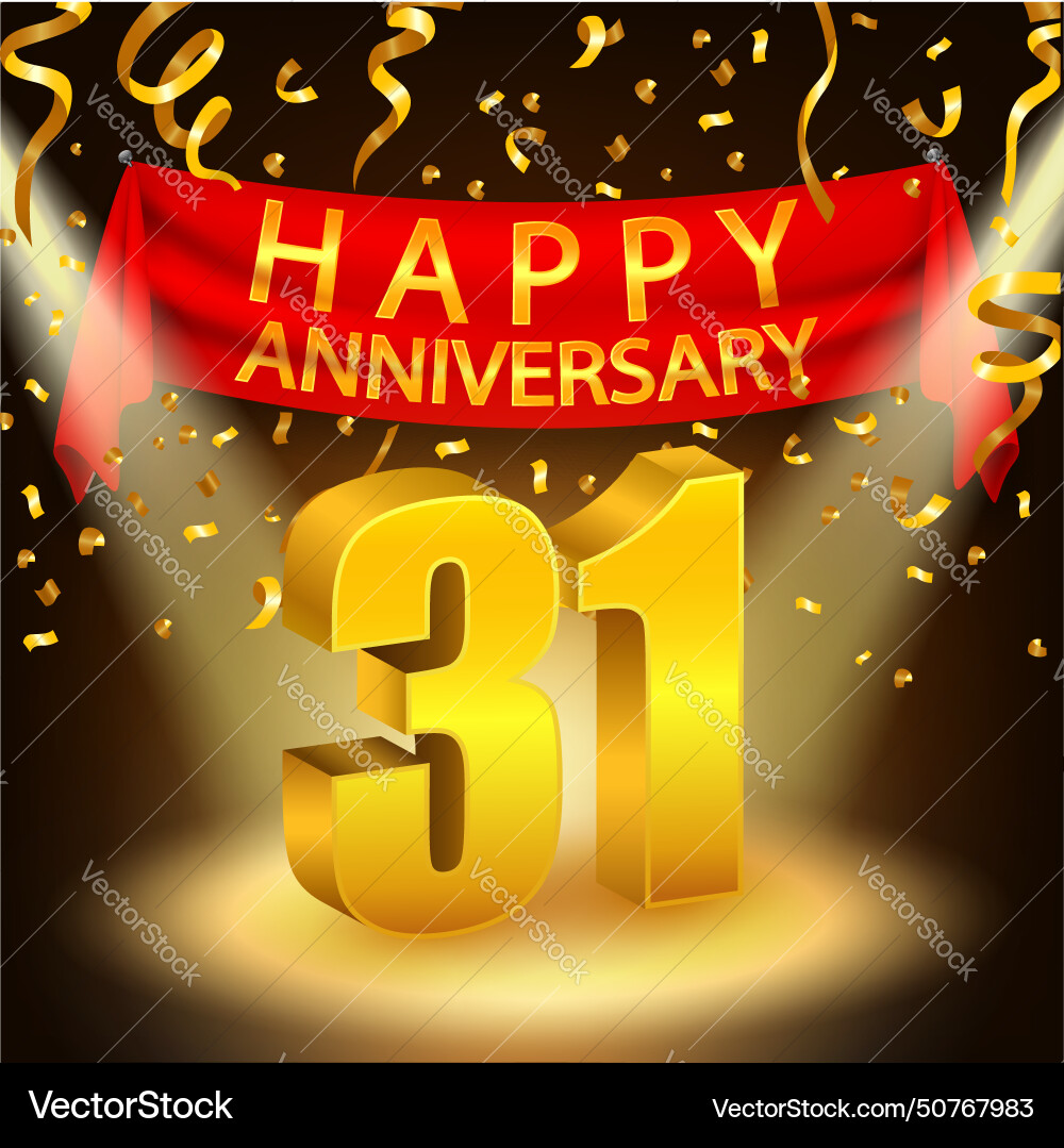 Happy 31th anniversary celebration with golden Happy 31th anniversary celebration with golden vector image