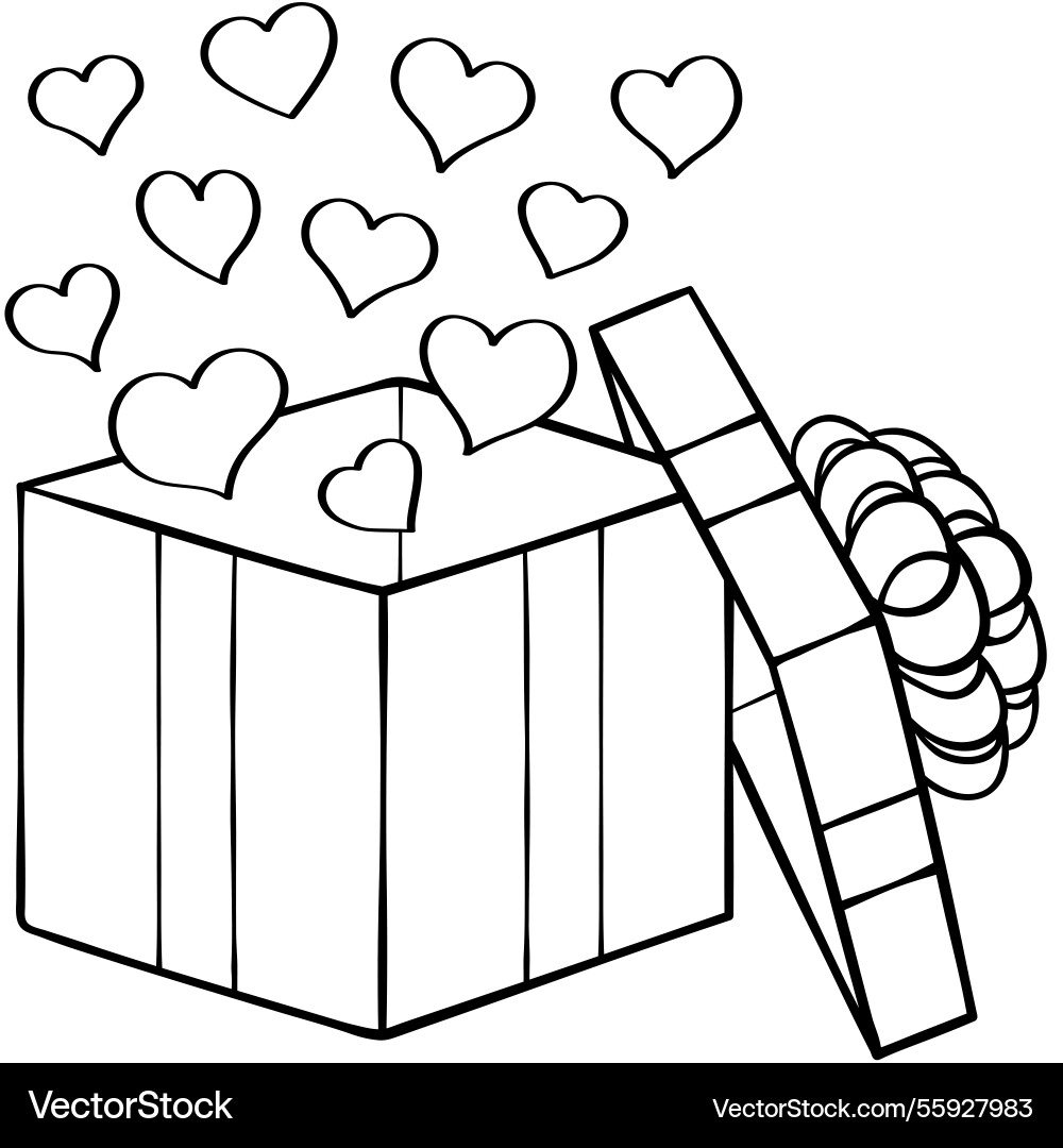 Heart hovering from gift box with multi loop bow vector image