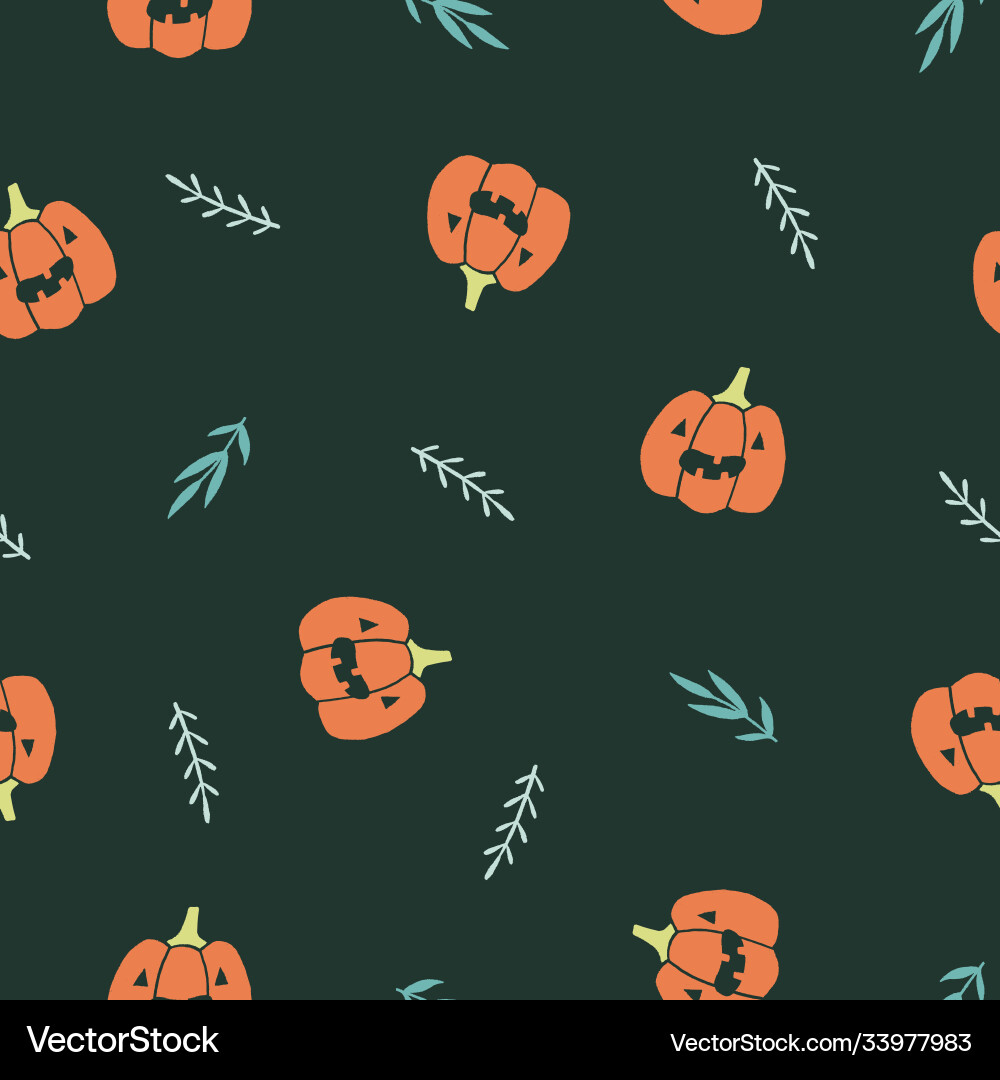 Jack lanterns plants halloween seamless pattern Jack lanterns plants halloween seamless pattern vector image