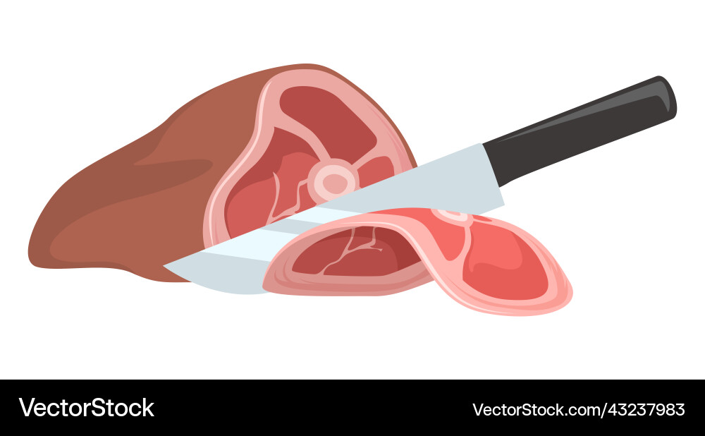 Meat chopping with butcher knife isolated vector image