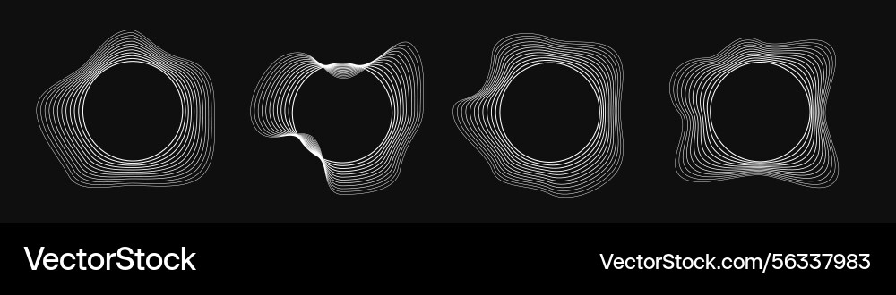 Set of round curved frames with dynamic wavy Set of round curved frames with dynamic wavy vector image