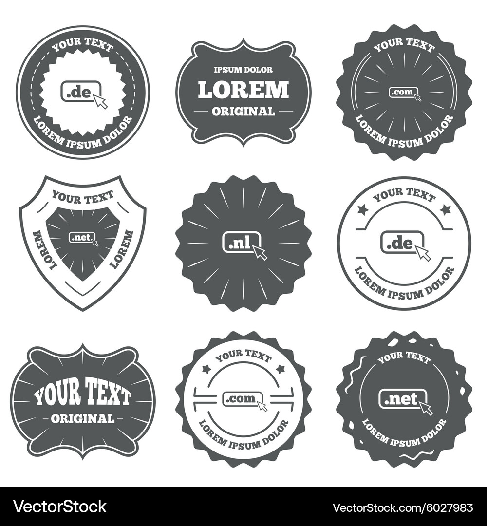 Top-level domains signs de com net and nl Vector Image