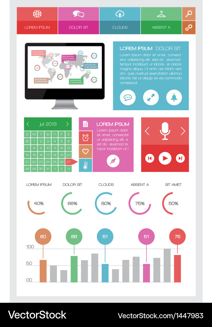 Ui infographics and web elements vector image