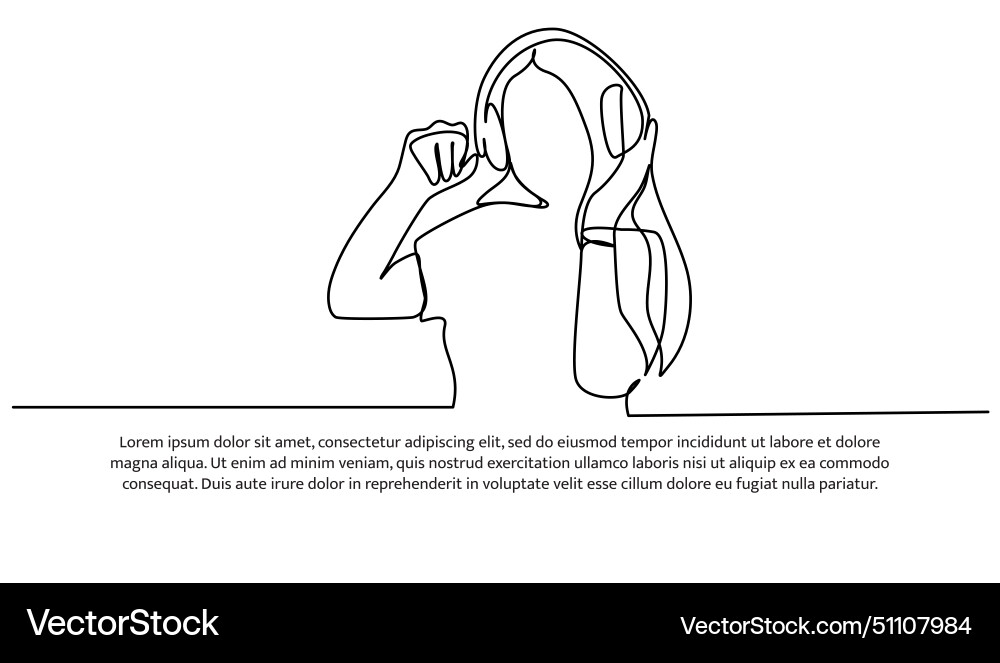 Continuous line design of have fun listening Continuous line design of have fun listening vector image