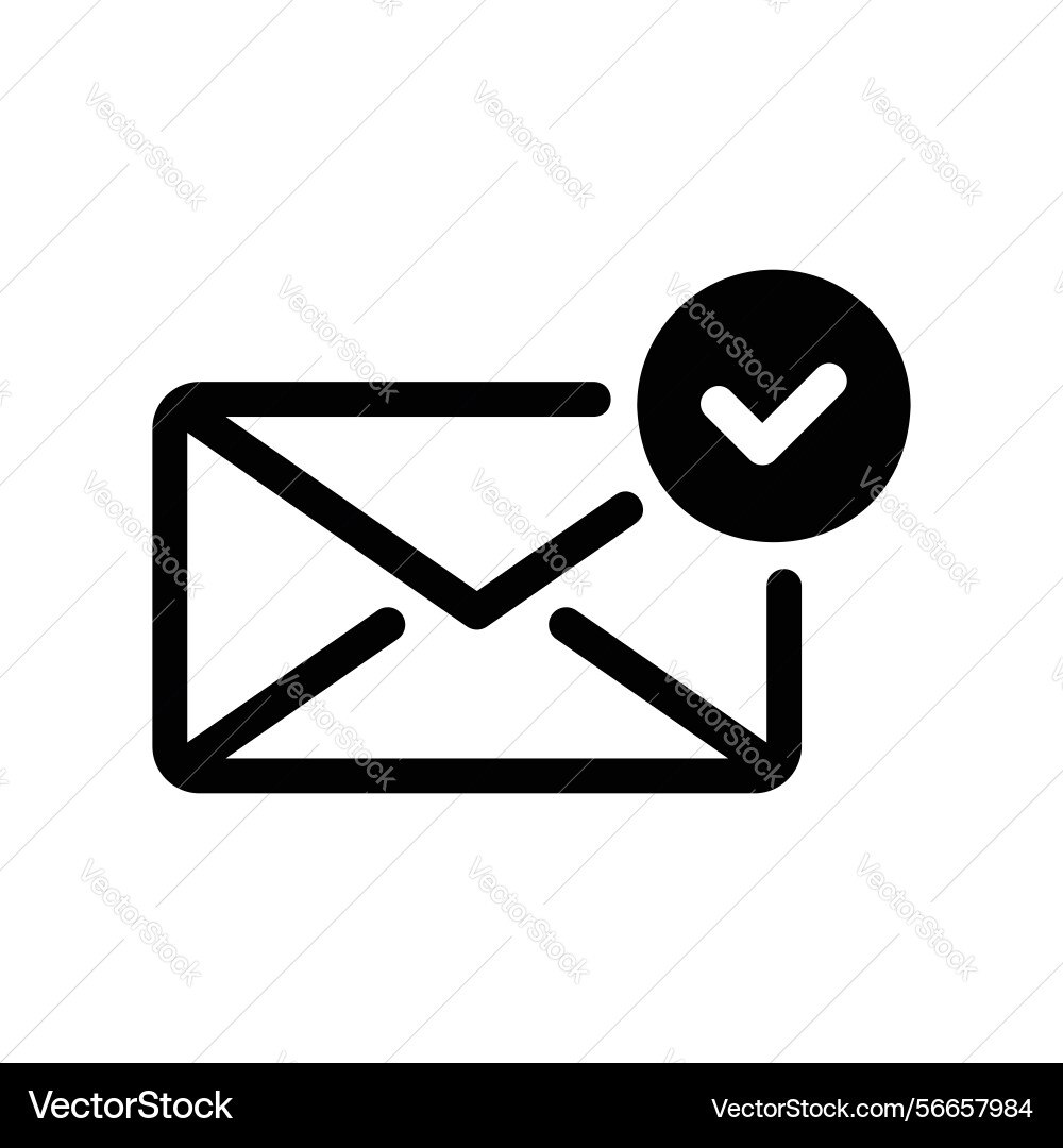Email envelope icon with a checkmark badge Email envelope icon with a checkmark badge vector image