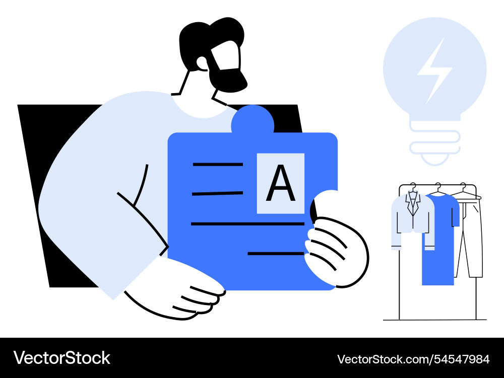 Person holding puzzle piece with letter a icon Person holding puzzle piece with letter a icon vector image