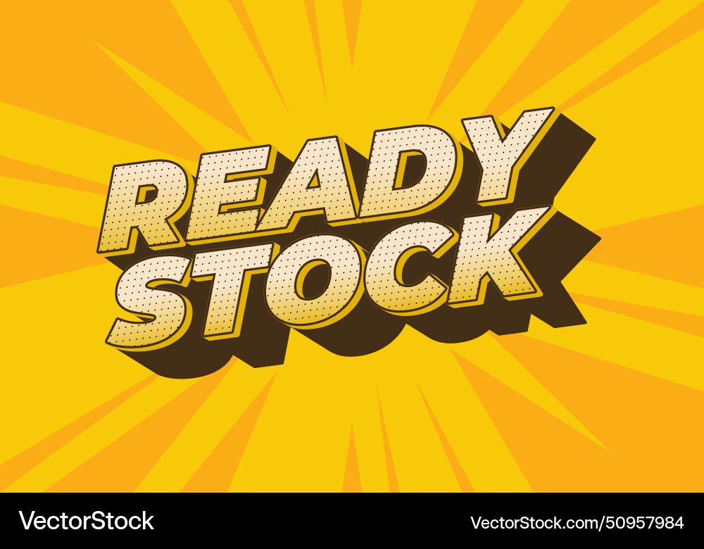 Ready stock text effect in 3d look with eye Ready stock text effect in 3d look with eye Vector Image