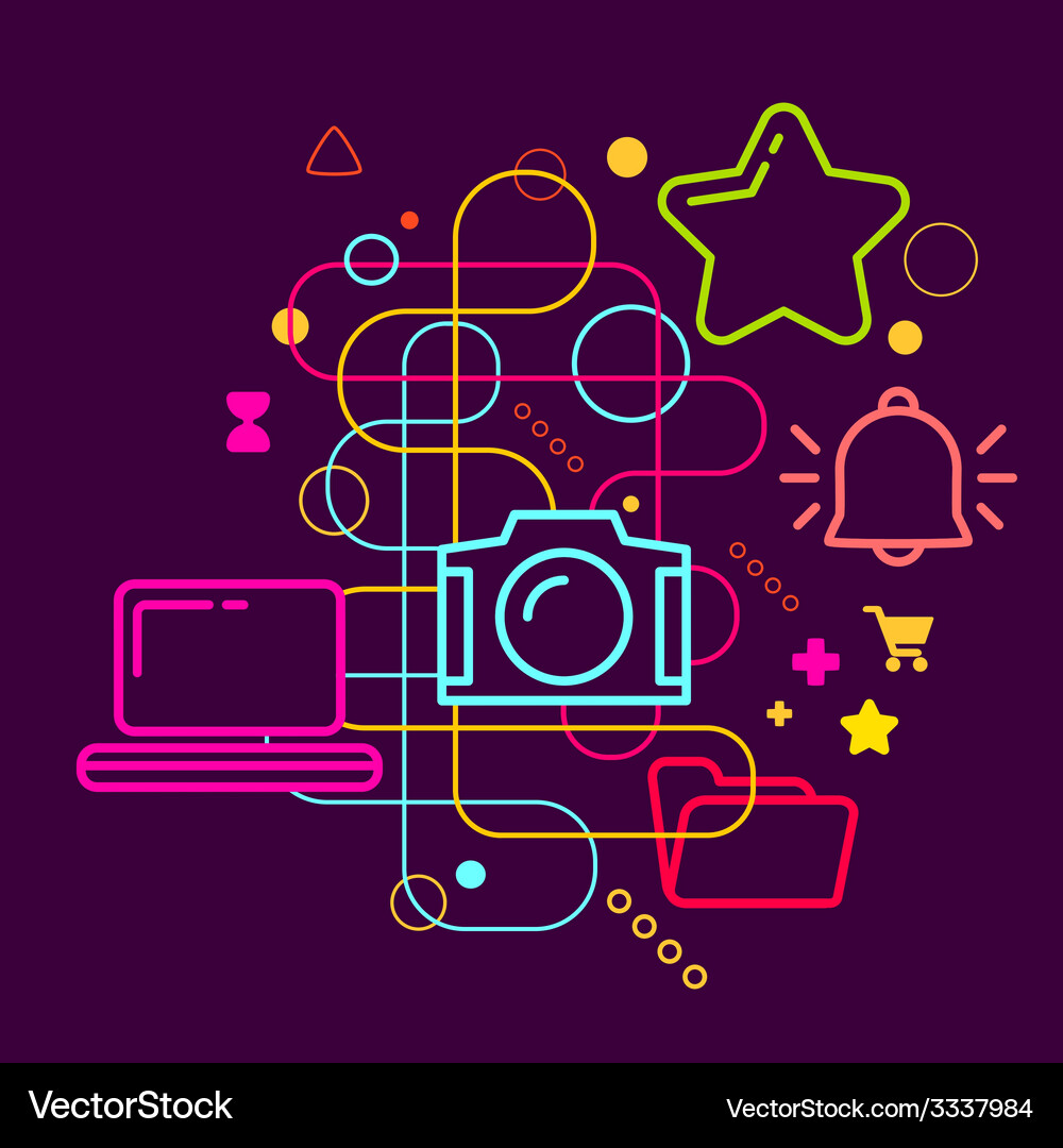 Symbols of working with photos on the computer Vector Image