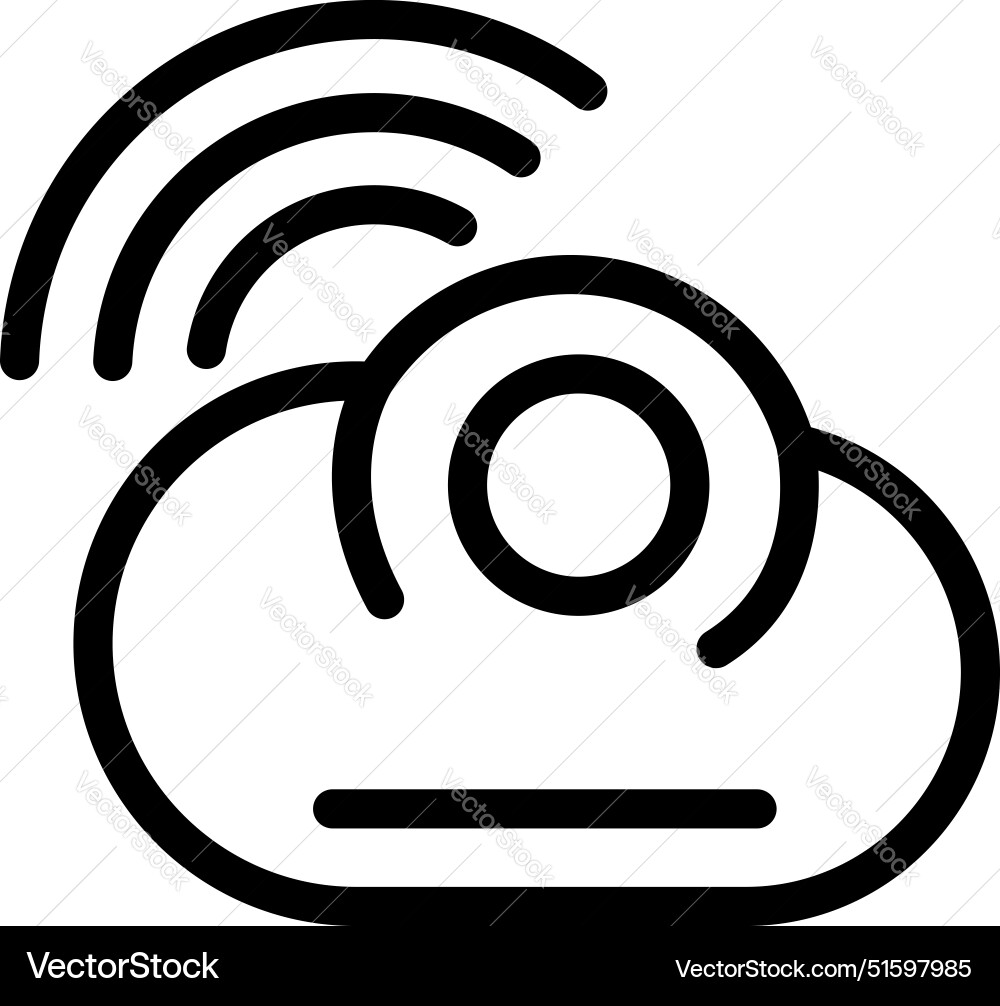 Cloud based cctv camera sending signal icon Cloud based cctv camera sending signal icon Vector Image