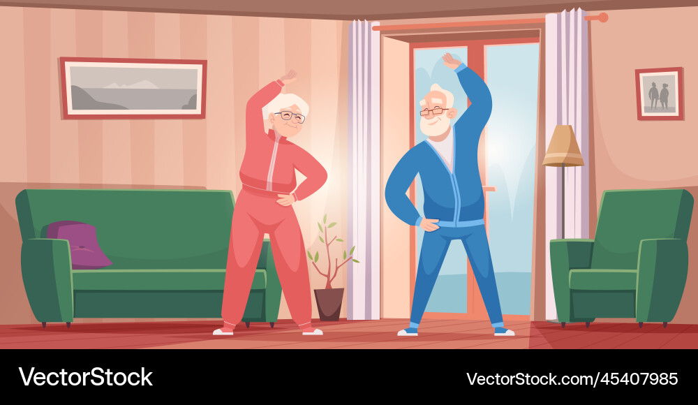 Elderly daily routine pensioner making home Vector Image