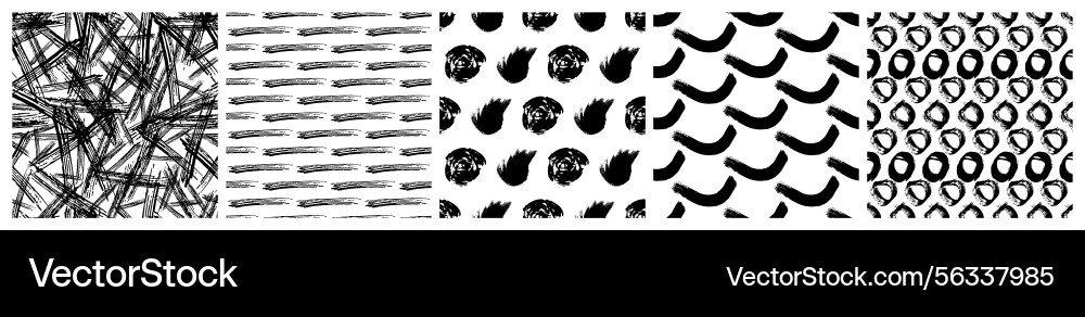 Set of seamless patterns with scribble smears Set of seamless patterns with scribble smears vector image
