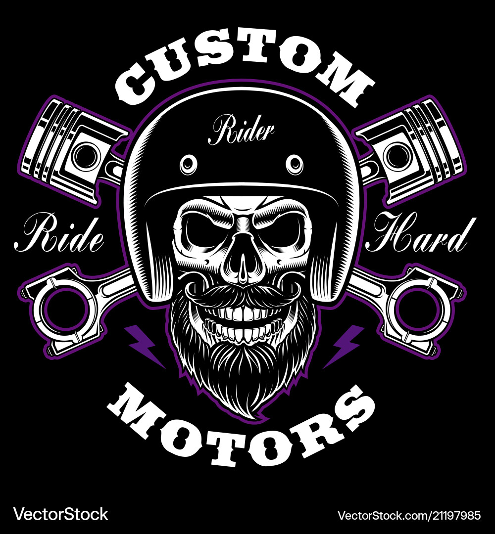 Skull with Crossed Pistons vector image