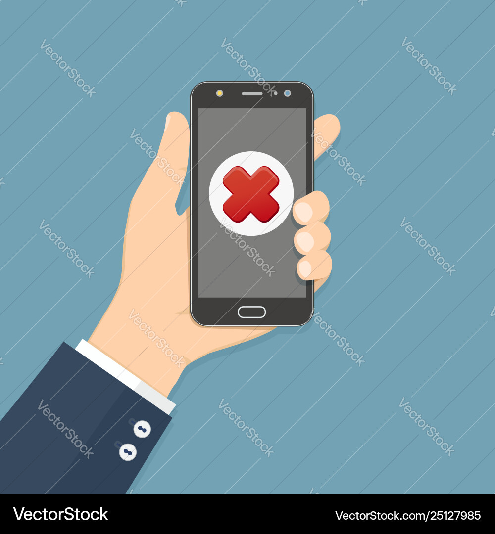 Smartphone with Red Cross Error vector image