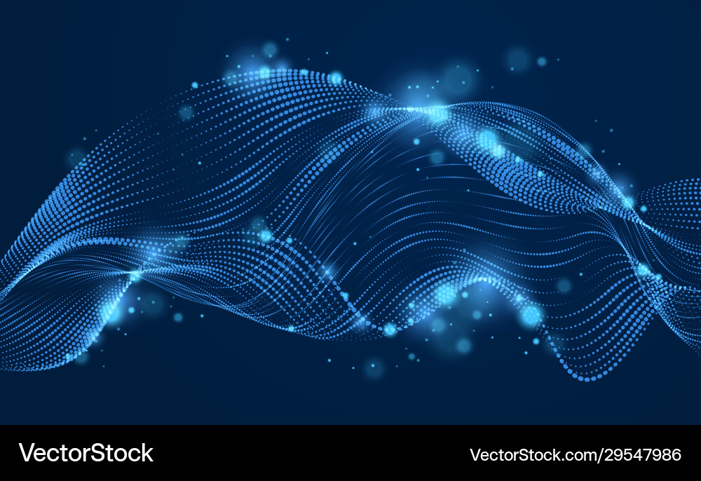 3d particles mesh array sound wave flowing over 3d particles mesh array sound wave flowing over vector image
