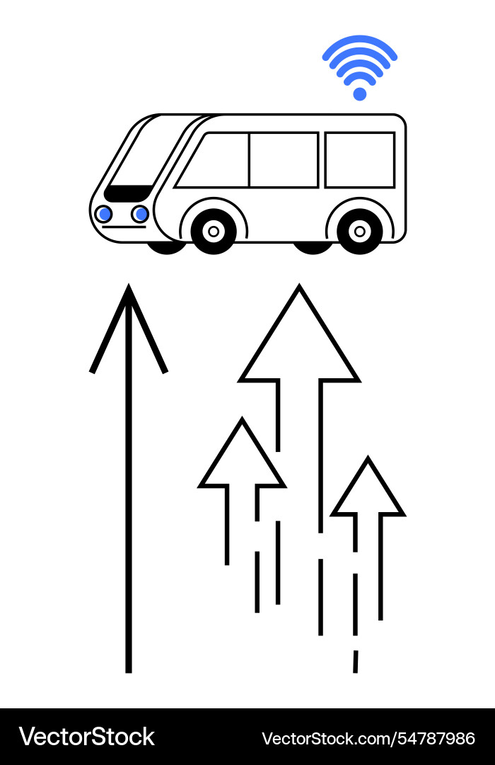 Autonomous electric bus with wireless and progress Autonomous electric bus with wireless and progress Vector Image