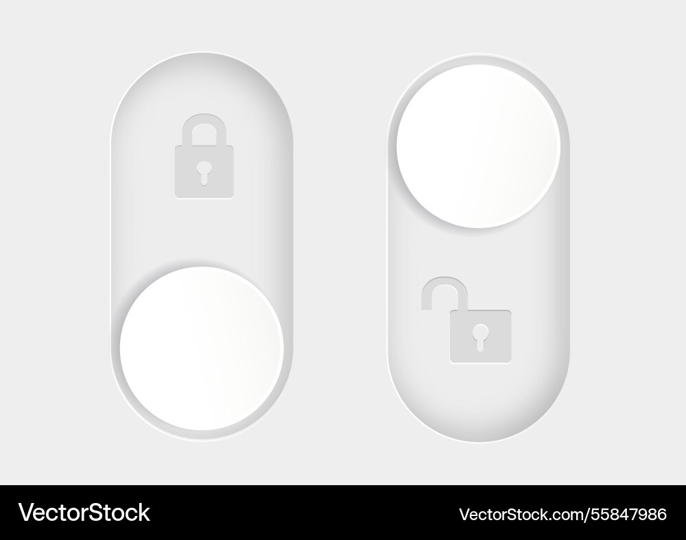 Blocked and unlocked toggle switch buttons vector image