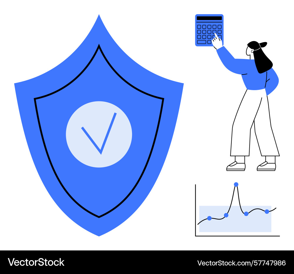 Data security shield with analytics chart Vector Image