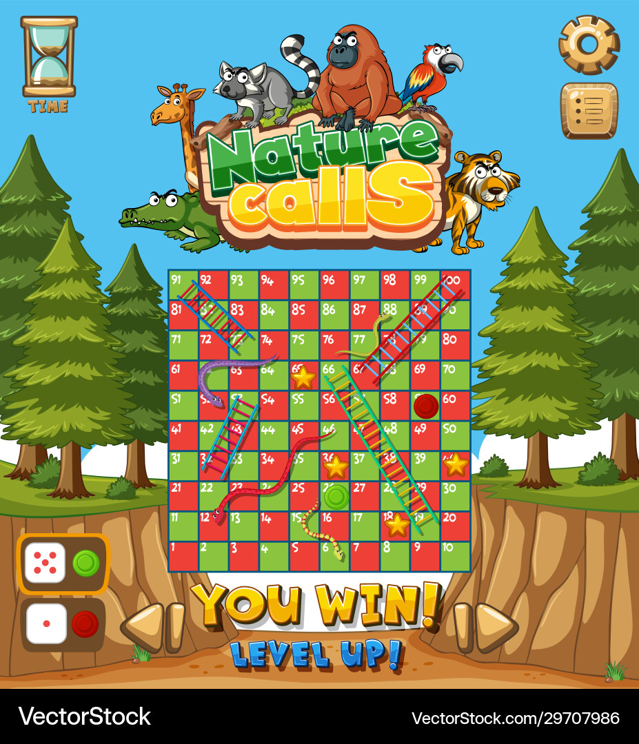 Game template design with forest in background Game template design with forest in background vector image