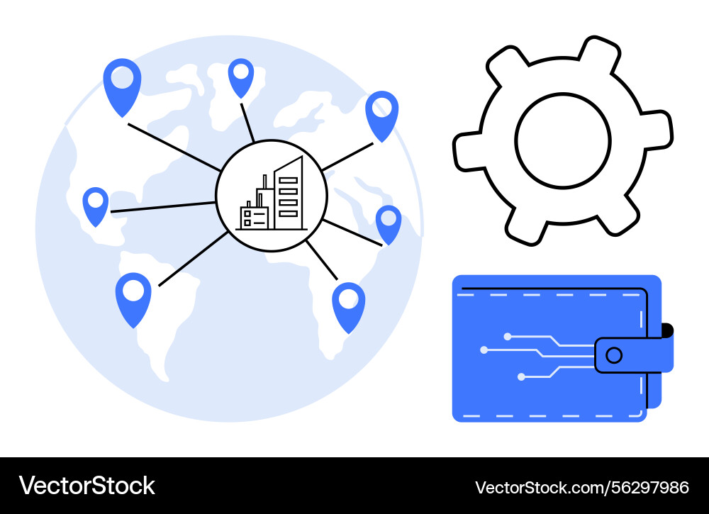 Global business network with secure digital Global business network with secure digital vector image