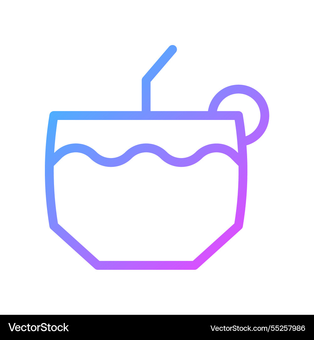 Gradient cocktail icon with straw and lime slice Vector Image