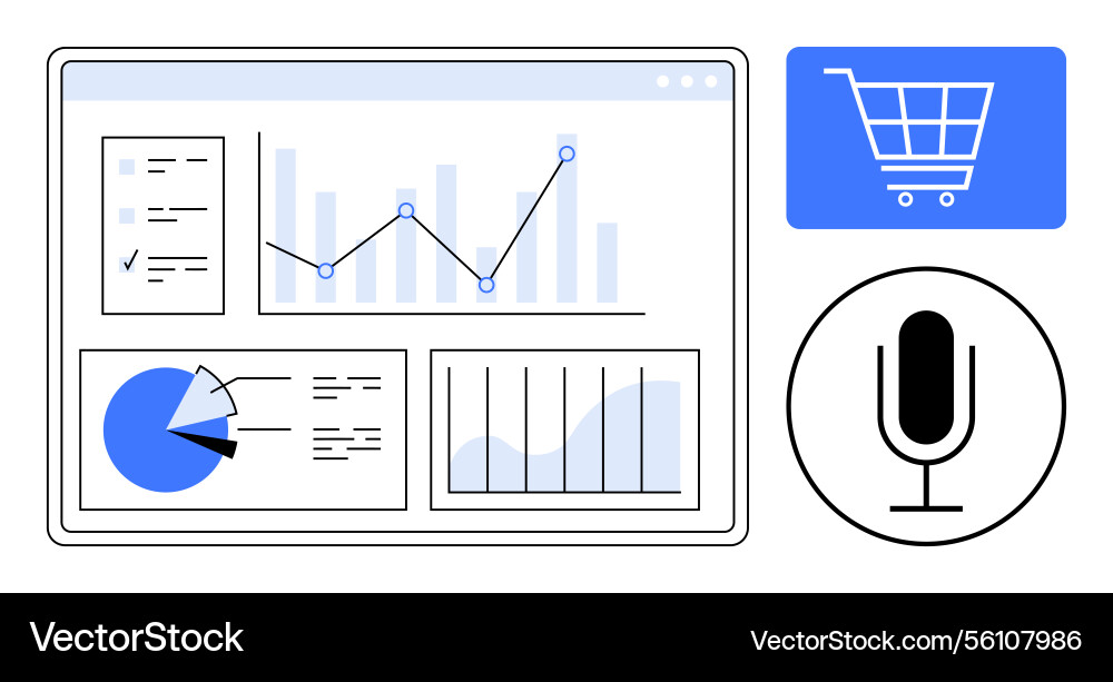 Interactive analytics dashboard with charts Vector Image