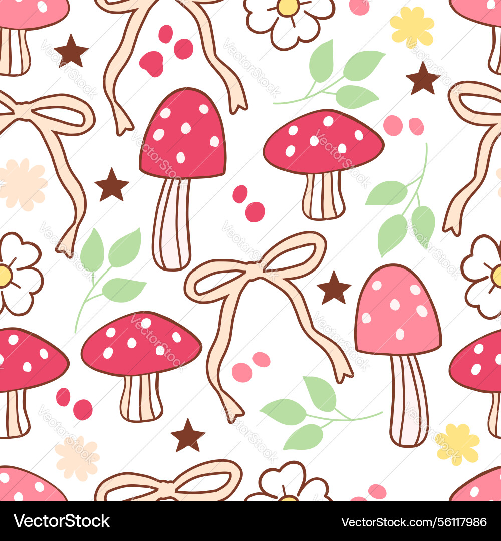 Spring mushroom seamless pattern isolated Spring mushroom seamless pattern isolated Vector Image