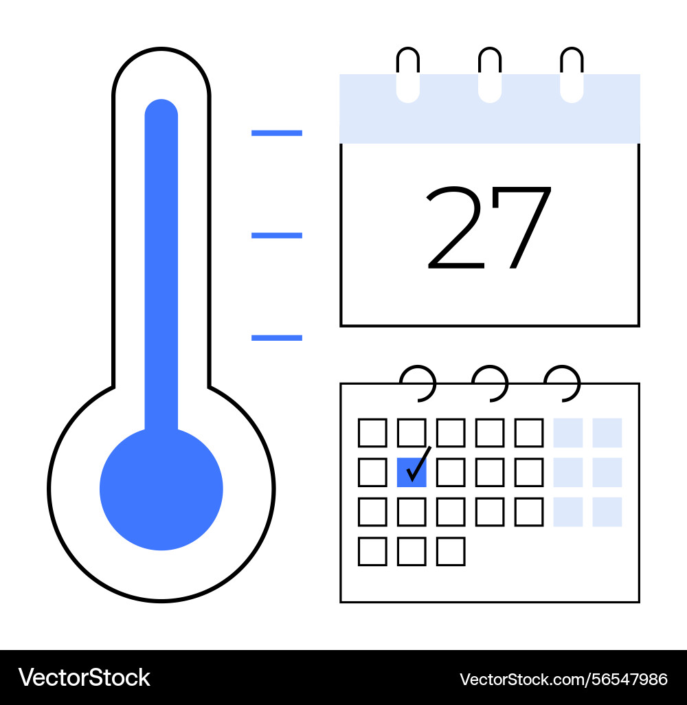 Temperature measurement and scheduling visualized Temperature measurement and scheduling visualized vector image