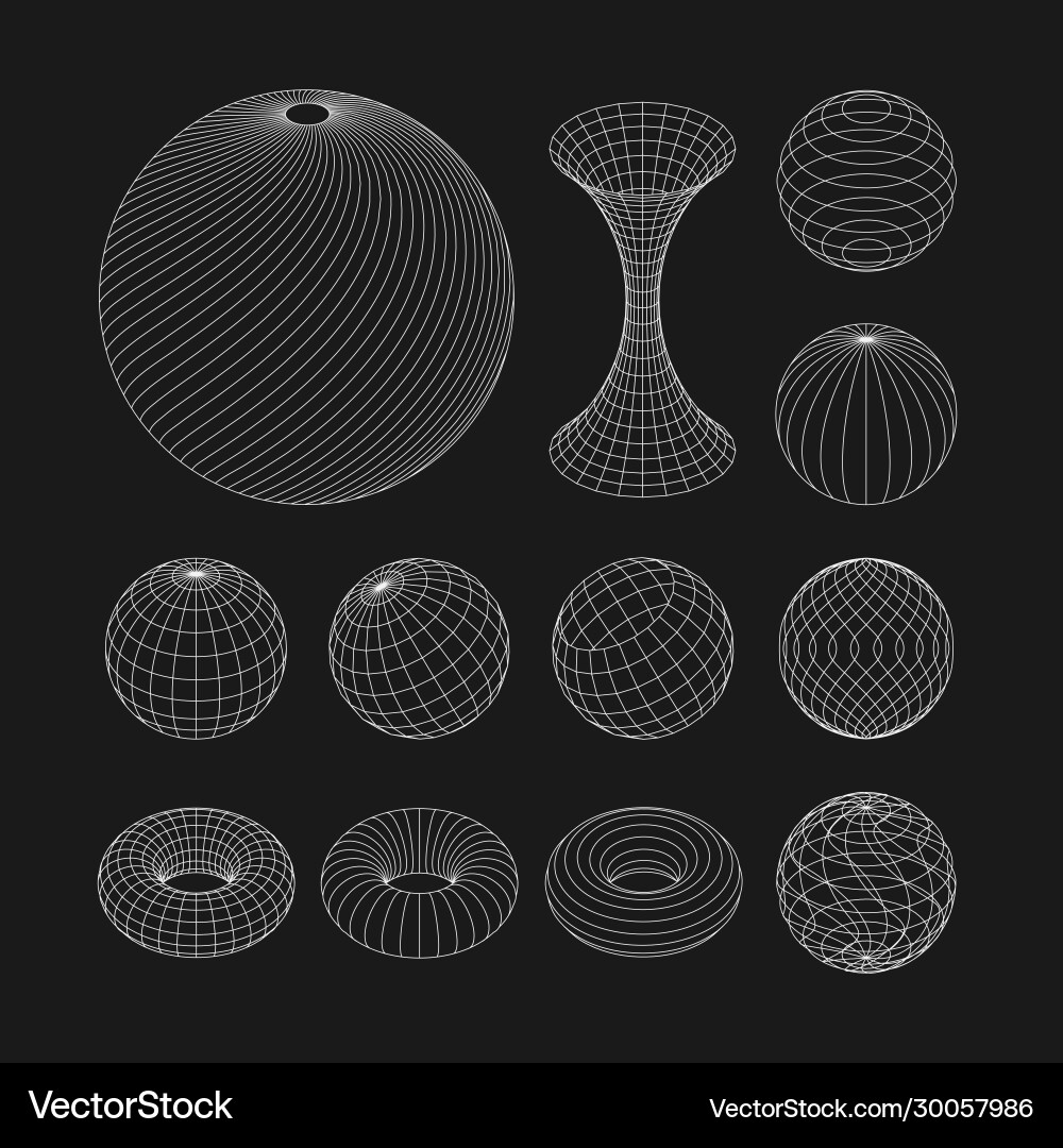 Wireframe earth grid mesh objects set network Wireframe earth grid mesh objects set network vector image