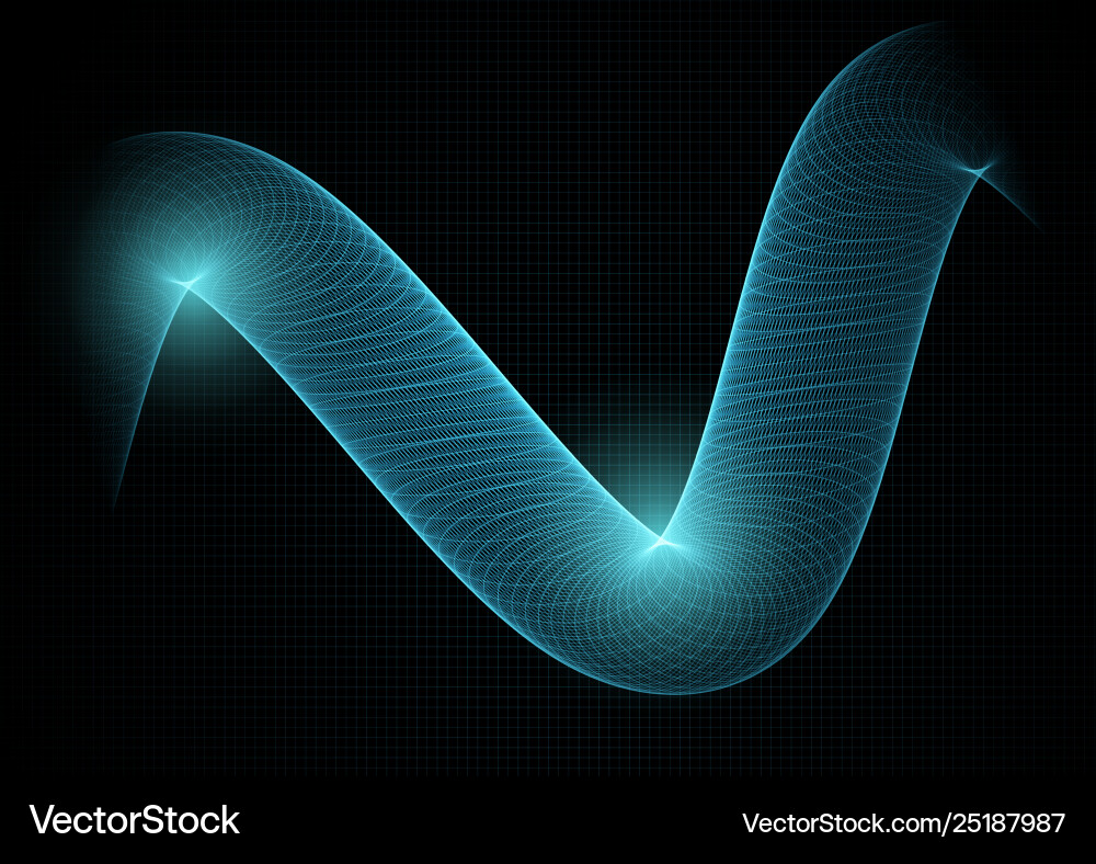 Abstract tech background with flowing grid vector image