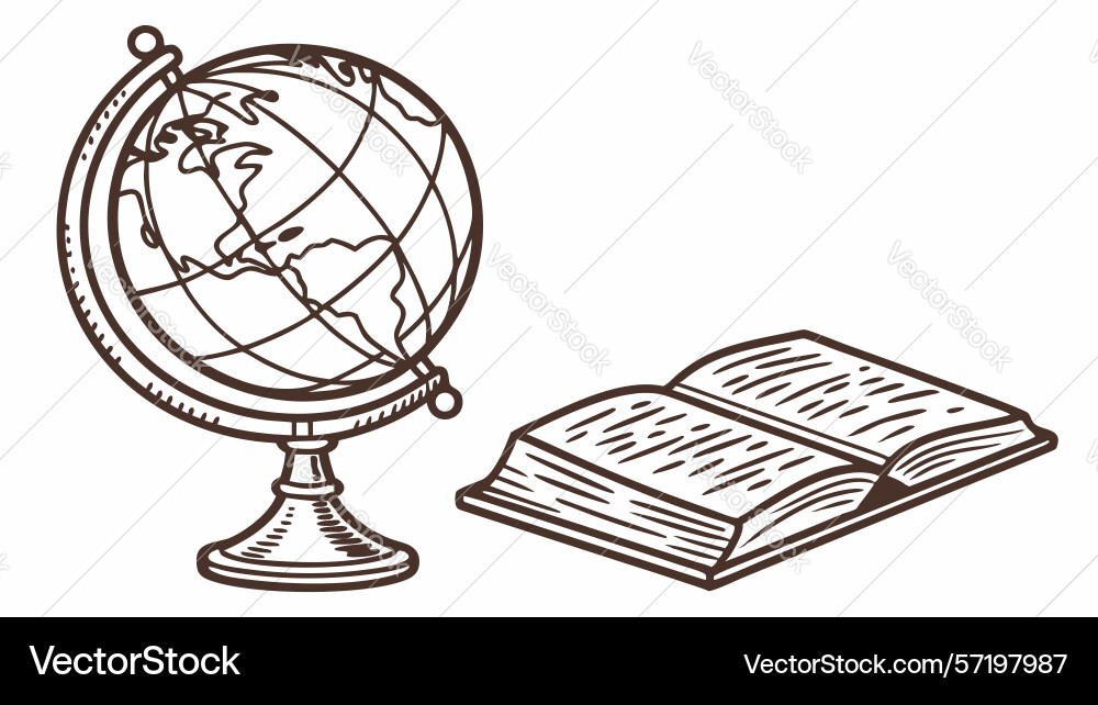 Academic globe with an open book for learning vector image