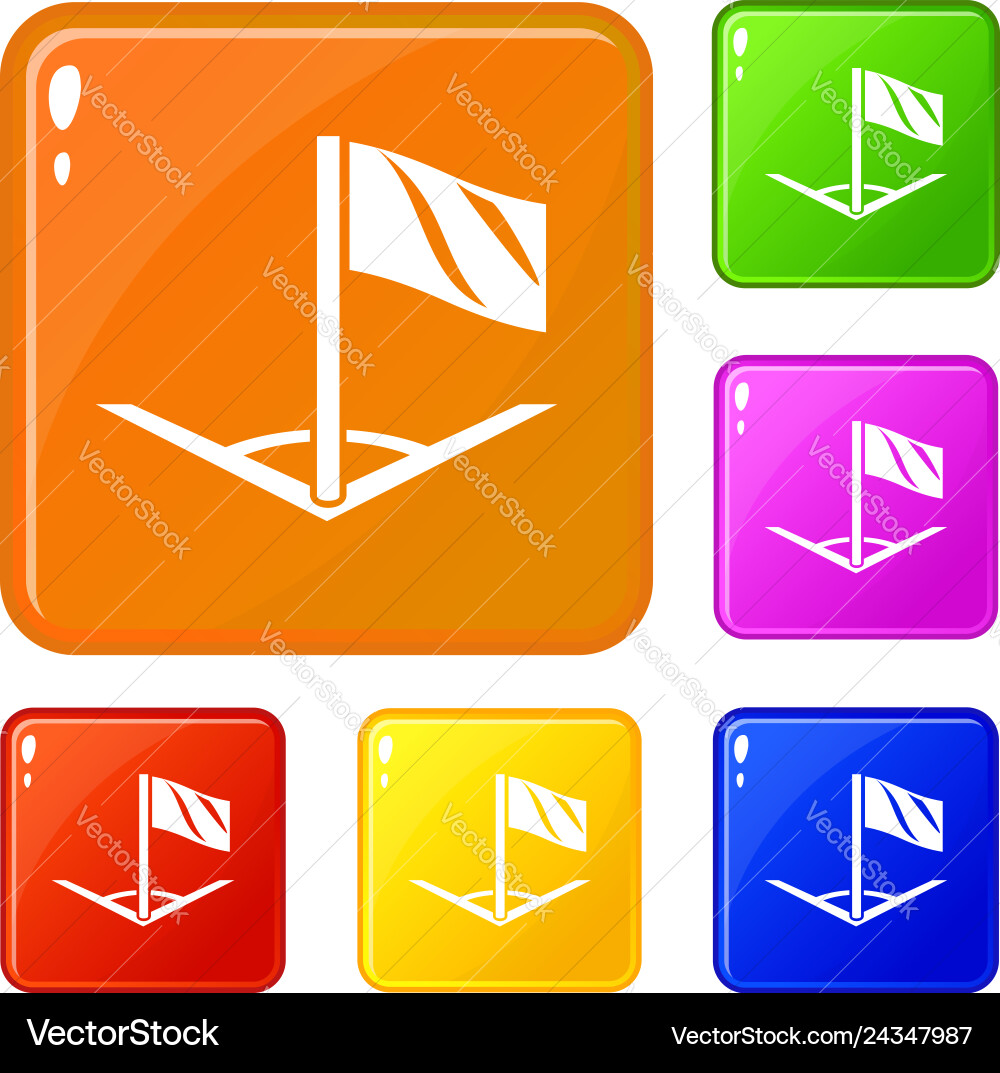 Angular football icons set color Vector Image