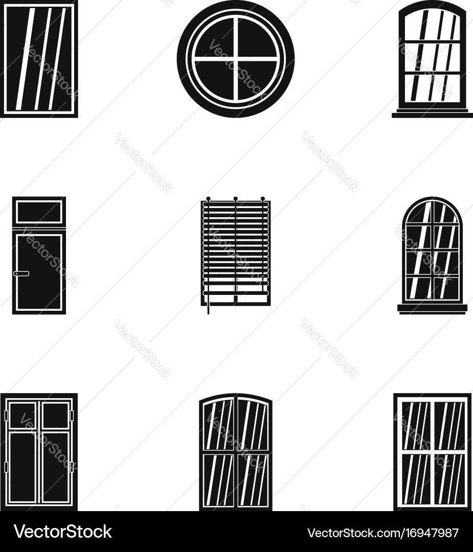 Architectural window icon set simple style Vector Image