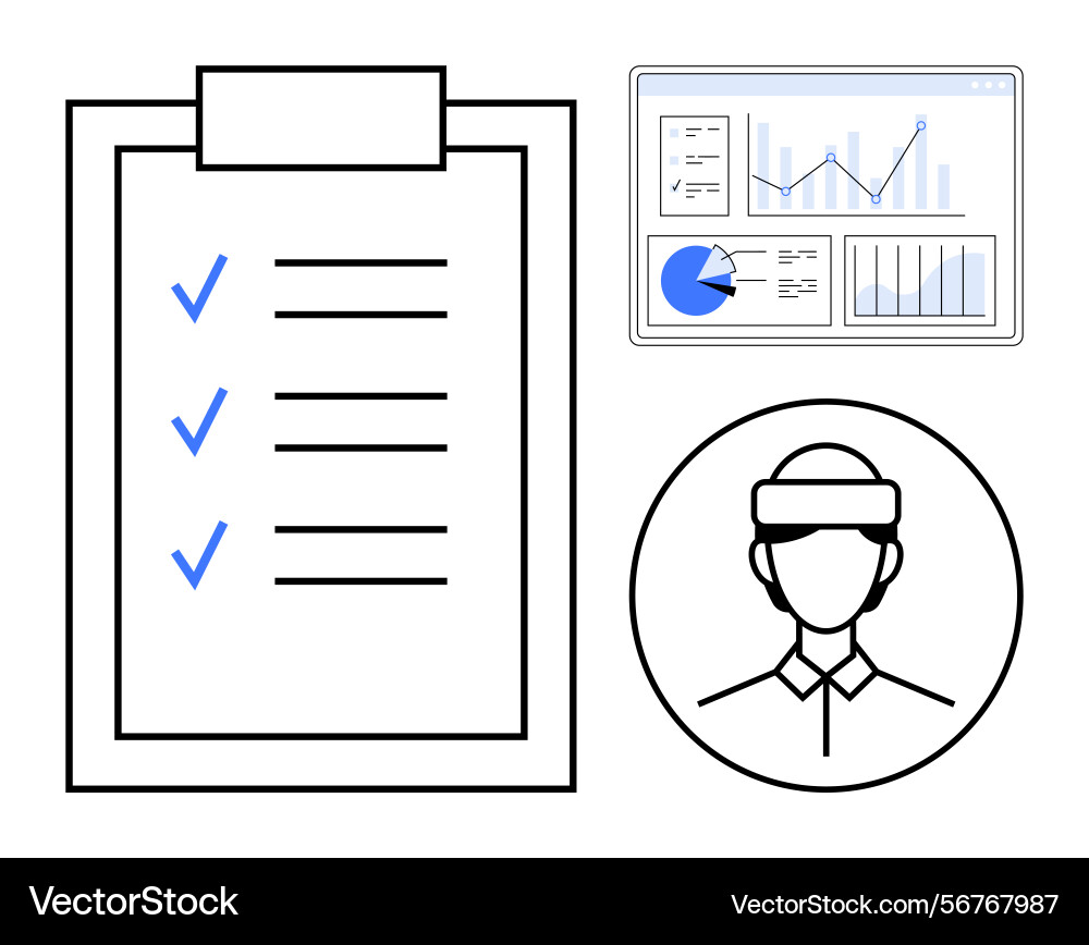 Checklist with progress indicators data analytics Checklist with progress indicators data analytics vector image