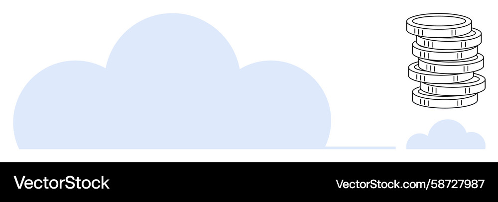 Cloud storage with stacked coins representing Cloud storage with stacked coins representing Vector Image