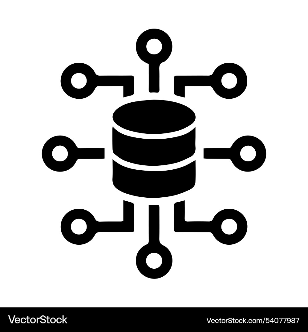 Datenbank-Hub mit Datenpunkte-Symbol Datenbank-Hub mit Datenpunkte-Symbol vektorbild