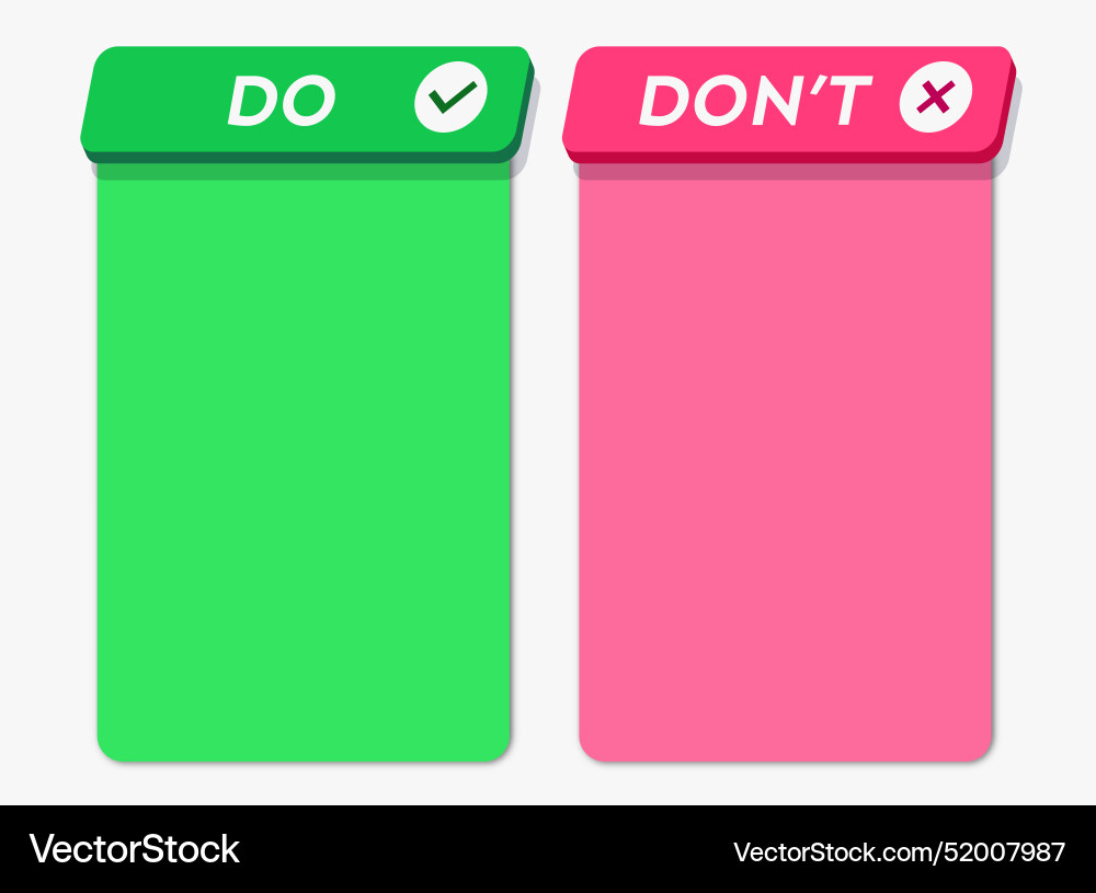 Do and dont infographic frame template Do and dont infographic frame template Vector Image