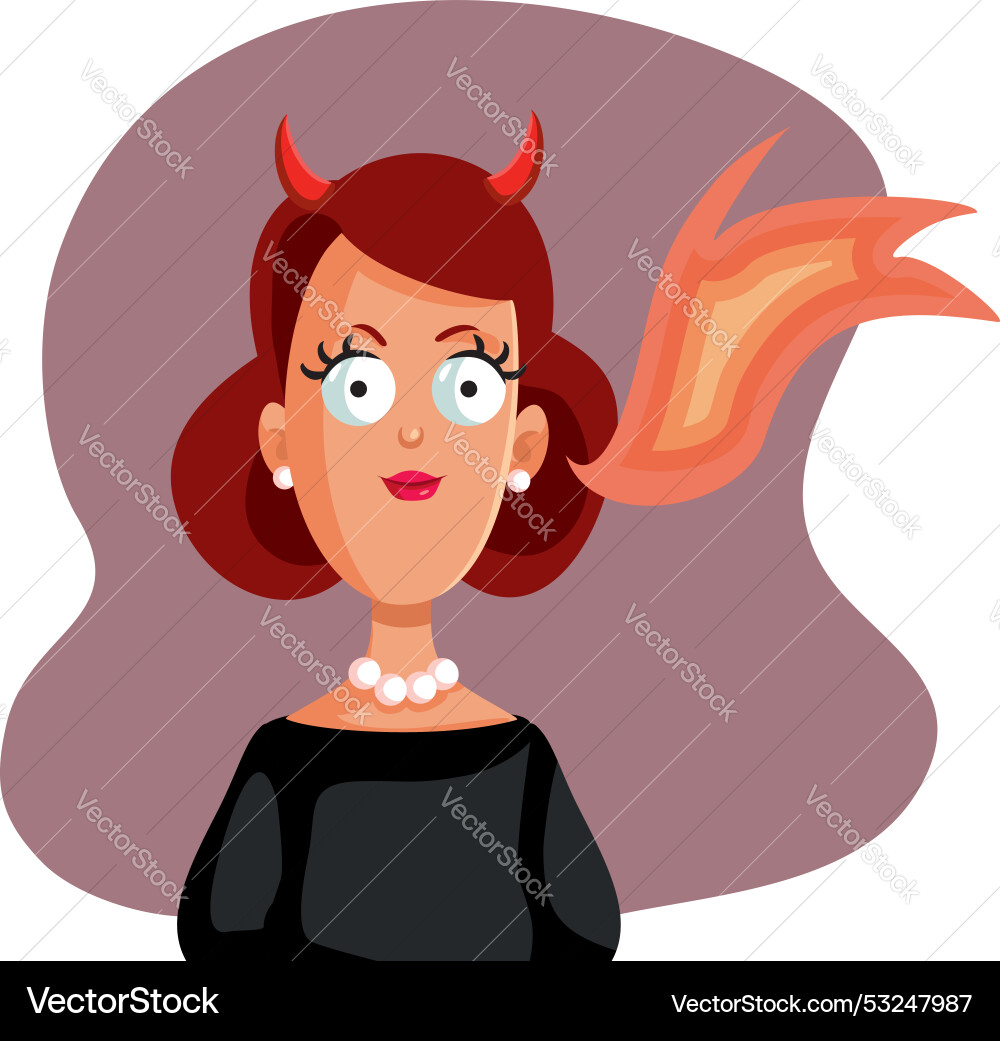 Evil woman with devil horns breathing fire Evil woman with devil horns breathing fire vector image