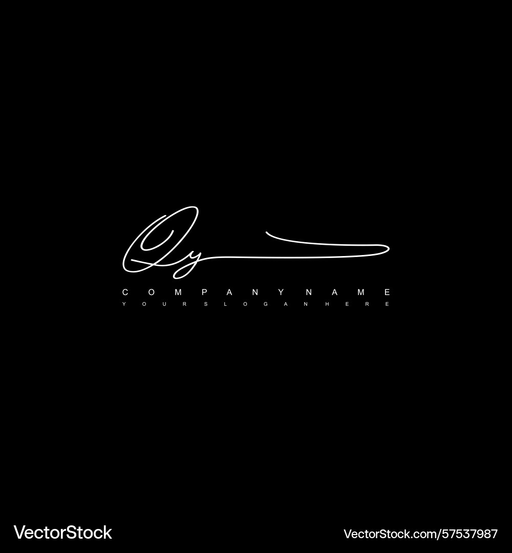 Minimal signature logo design with qy initials Minimal signature logo design with qy initials Vector Image