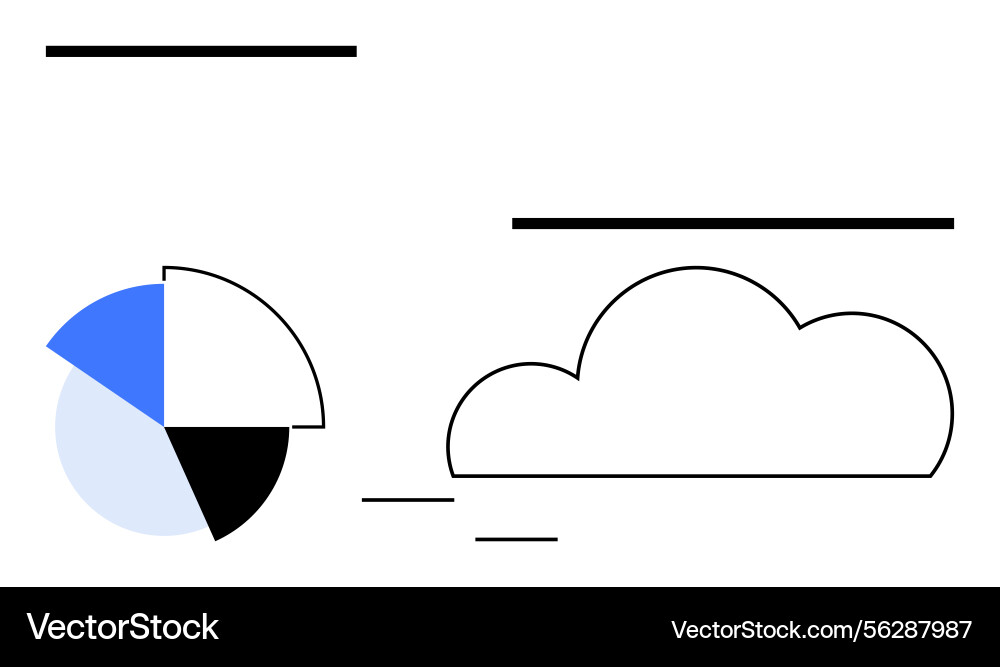 Minimalist pie chart and cloud outline for data Minimalist pie chart and cloud outline for data Vector Image