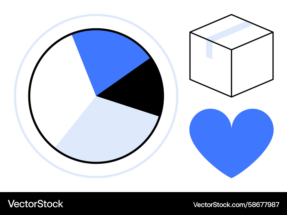 Minimalist Pie Chart with Heart Icon Vector Image