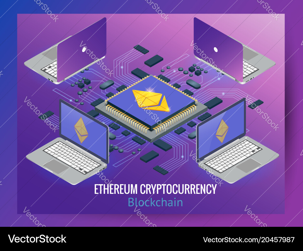 Secure global financial network blockchain crypto vector image