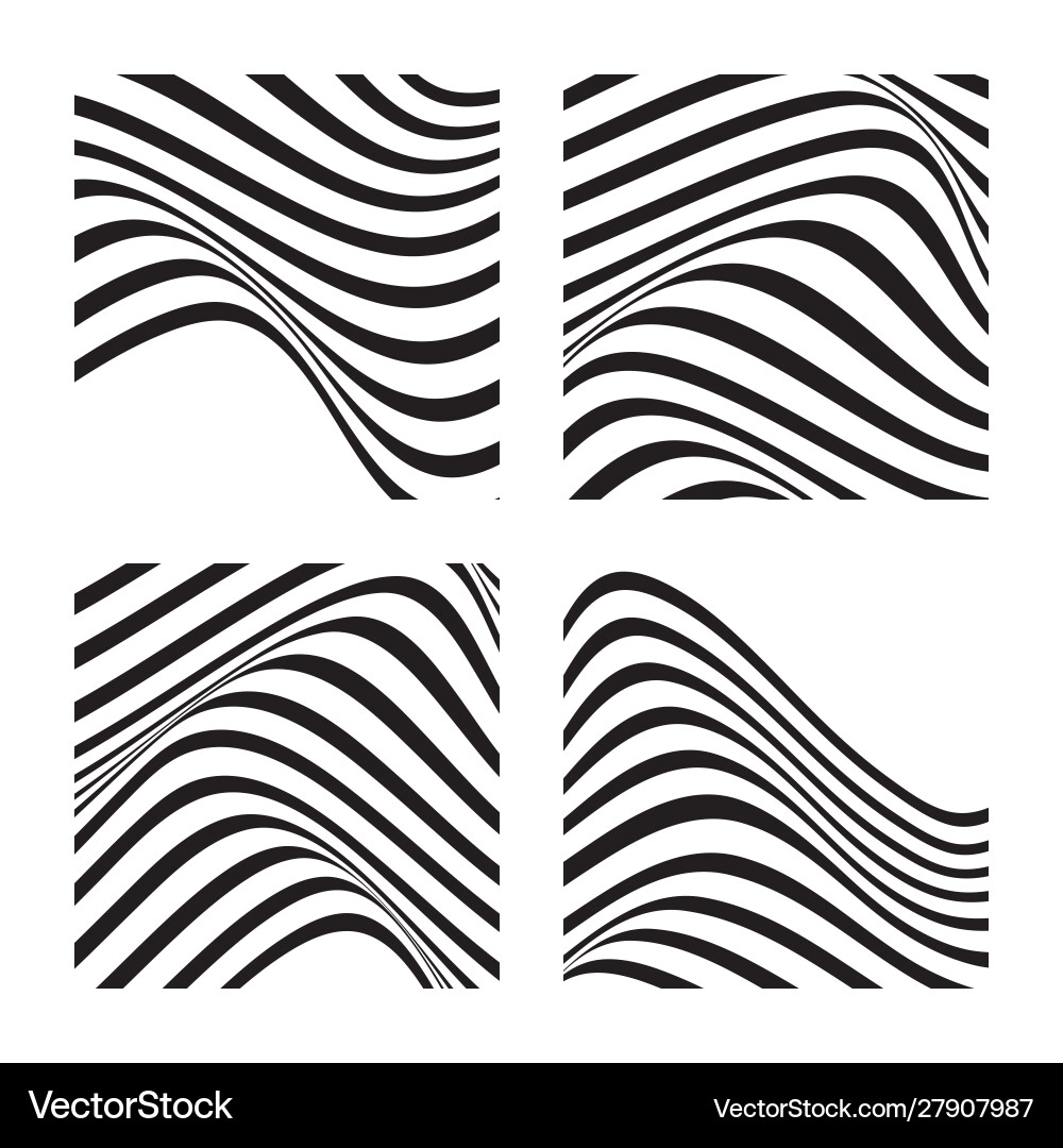 Set 4 abstract backgrounds with wavy lines vector image