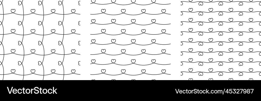 Stylish seamless patterns with hearts Royalty Free Vector