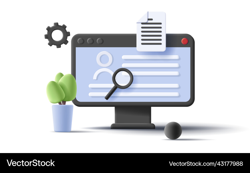 3d icon of a computer with browser 3d icon of a computer with browser vector image